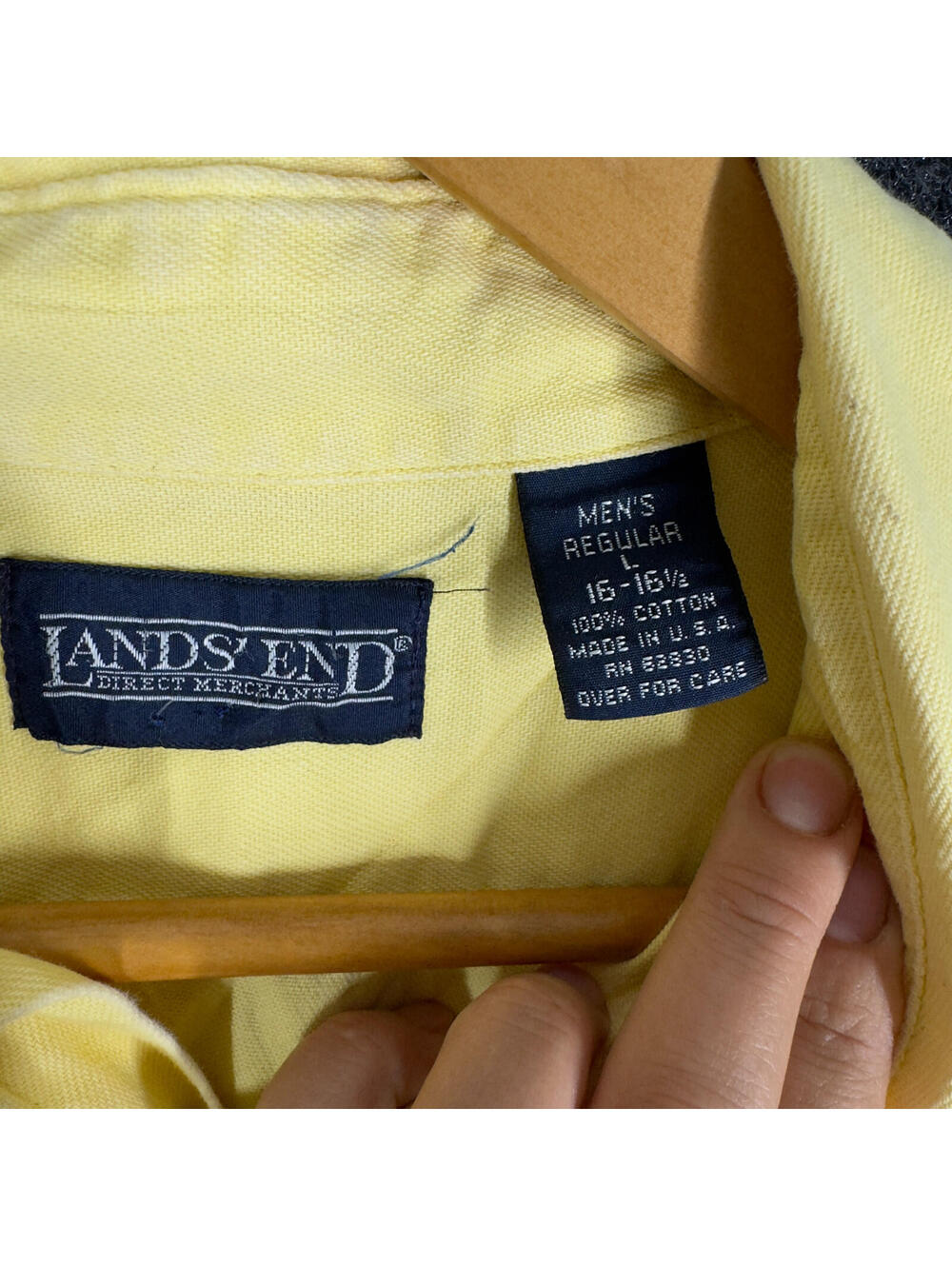 Lands' End Shirt Men L Large Yellow Graphic Print Button Up Collared Long Sleeve - Picture 5 of 6